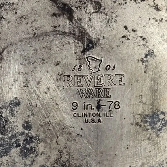 Vintage Revere Ware 1801 Copper Clad Bottom 9 Inch Skillet Frying Pan NO Lid - Picture 8 of 9
